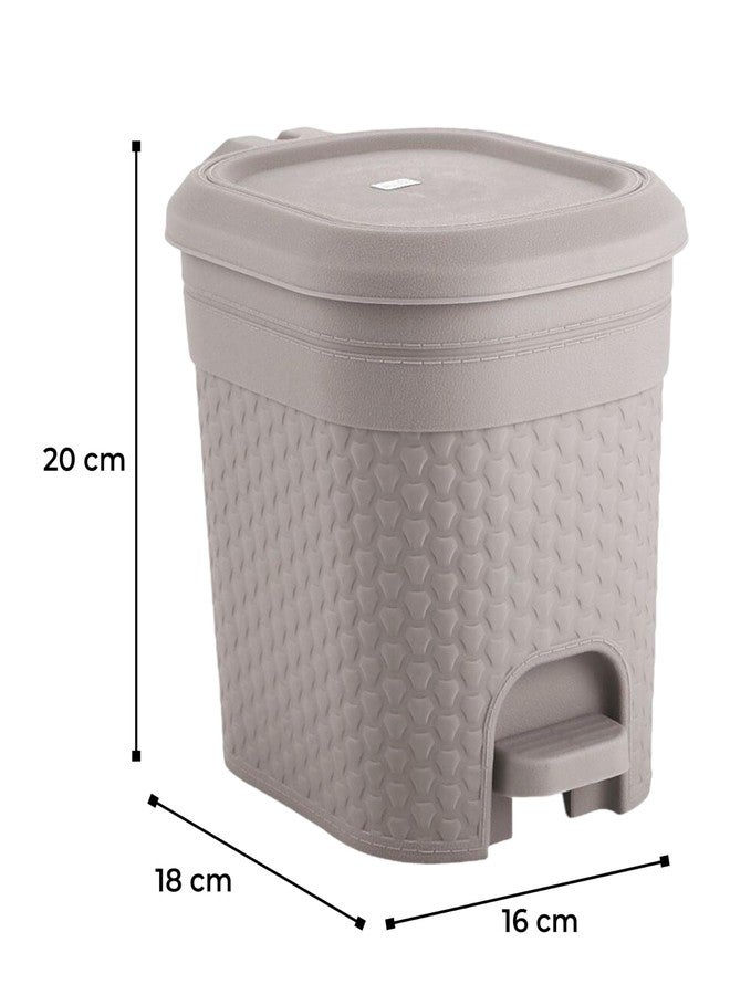 Moltres Plastic - Kleno 5 Ltr. Mini Dustbin - Ideal For Home, Kitchen & Office Manual-Lift - Size (18cmx16cmx20cm), Grey - Image 2